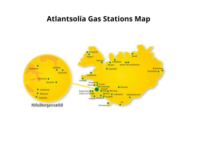Atlansolia gas stations map in Iceland