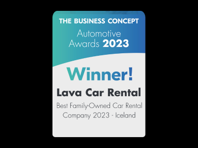 Titre de la meilleure agence familiale de location de voiture en Islande 2023 par Business Concept