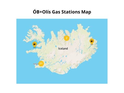 Carte des stations-service OB et Olis en Islande