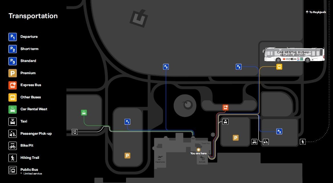 Punto di incontro diurno per il servizio navetta aeroportuale.