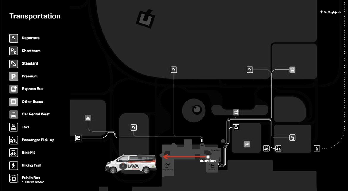 Punto di incontro serale per il servizio navetta aeroportuale.