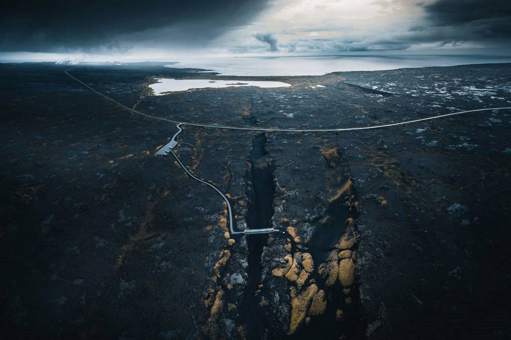 The bridge between 2 continents in Reykjanes in Iceland