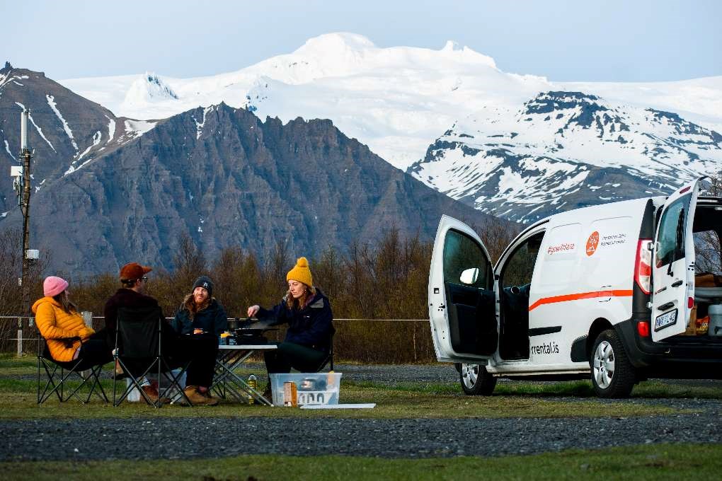 Camp in Iceland in summertime
