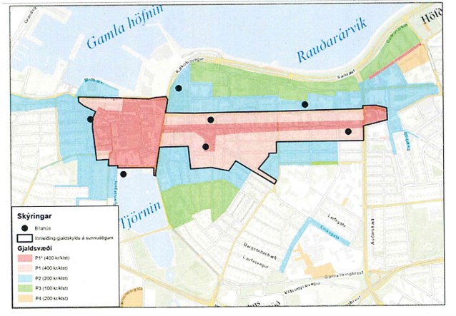 Mapa del centro de Reikiavik