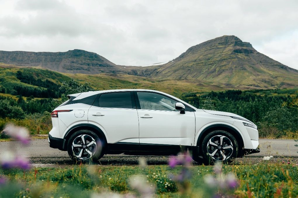 Car on the road in summer season in Iceland