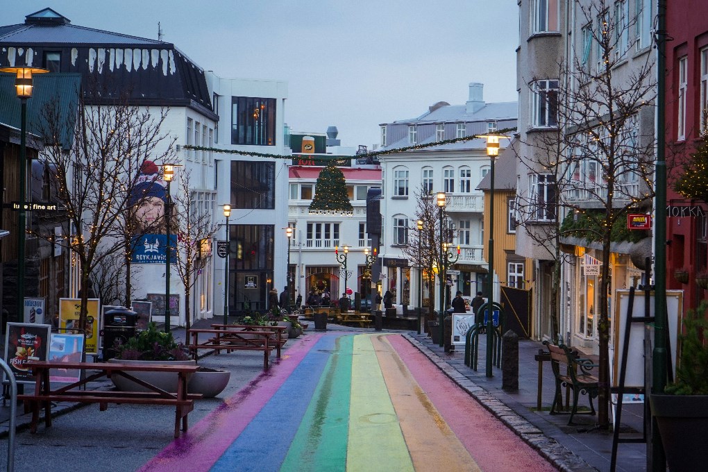 Reykjavik city during the Christmas season in Iceland