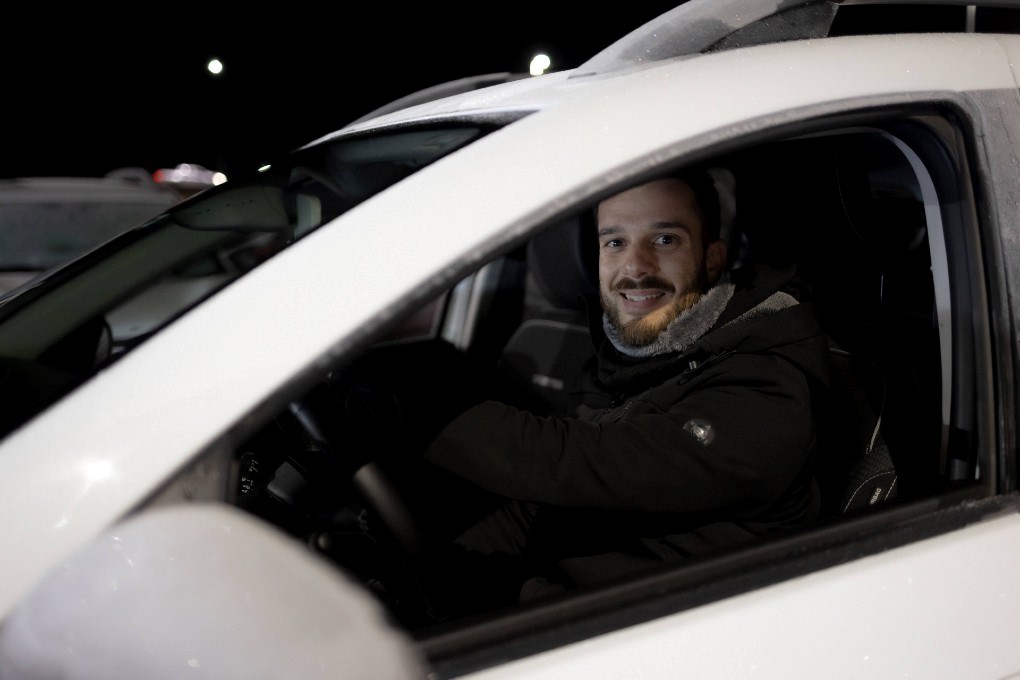 Traveller driving a rental car in Iceland
