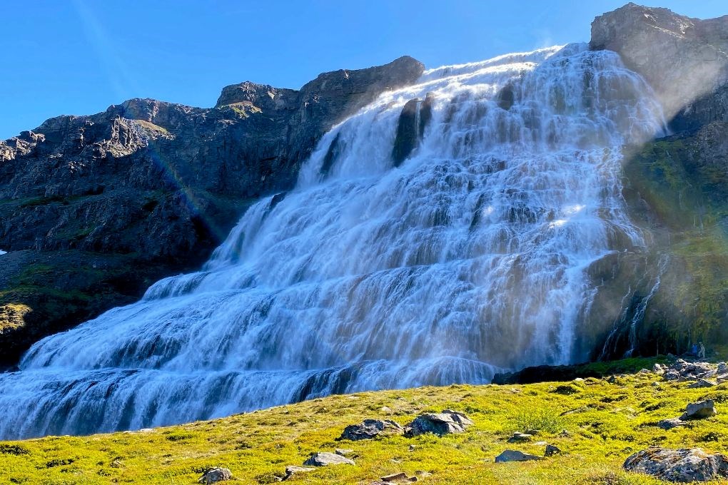 You can visit Dynjandi waterfall in the Westfjords in June