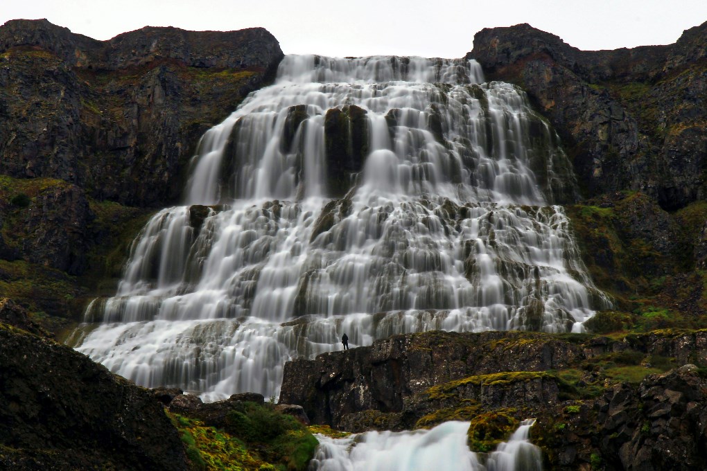 The beautiful Dynjandi waterfall in the Icelandic Westfjords