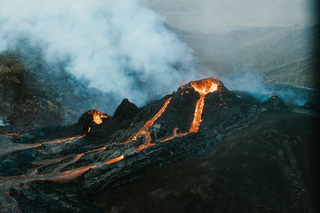 Le volcan Fagradalsfjall, en Islande, est entré en éruption en mars 2021.