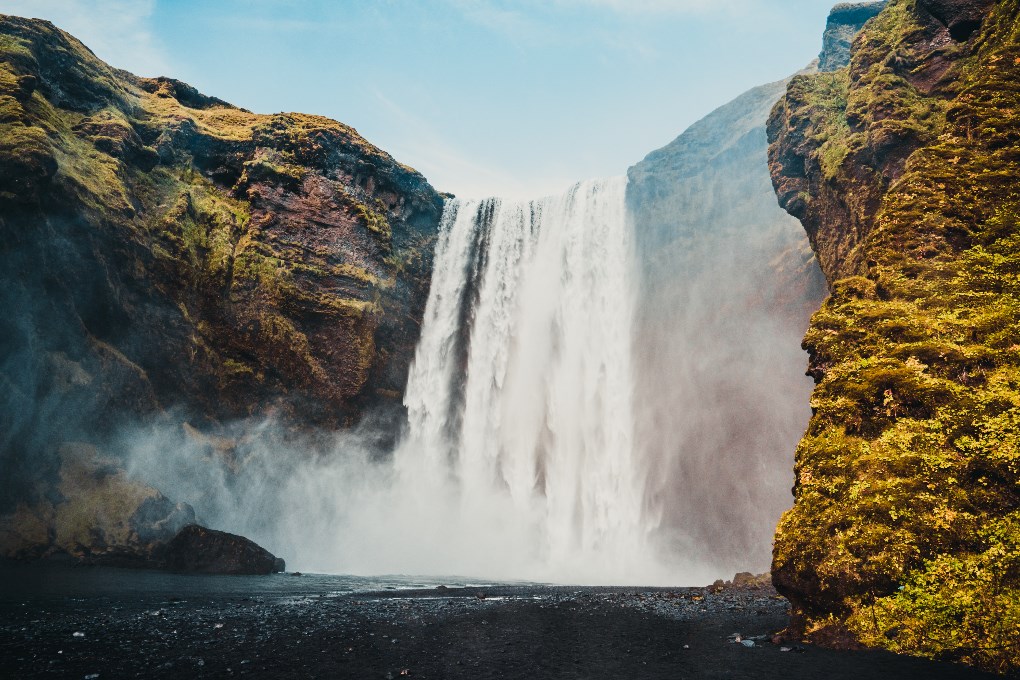 Skogafoss is one of the most famous waterfalls in Iceland's South Coast