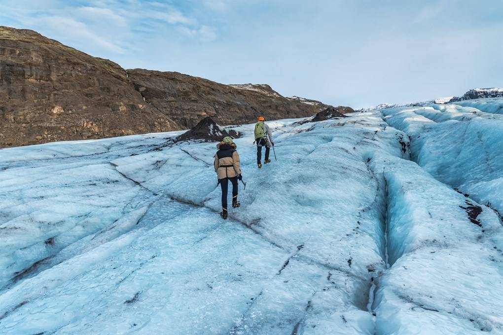 Glacier hiking is a popular activity in Iceland