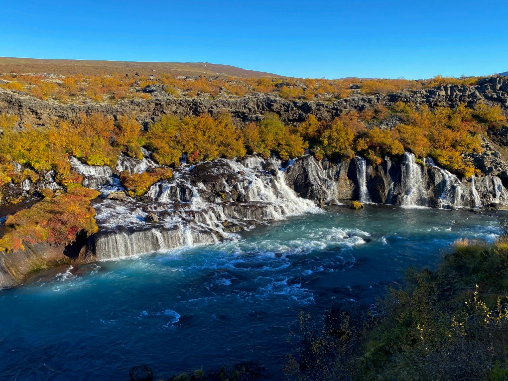Hraunfossar is one of the most beautiful and famous waterfalls in Western Iceland.