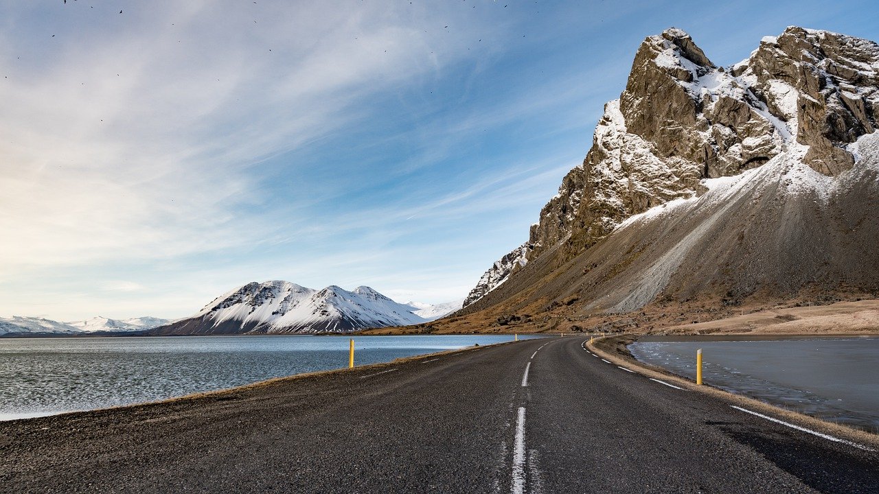 a car driving on iceland's road