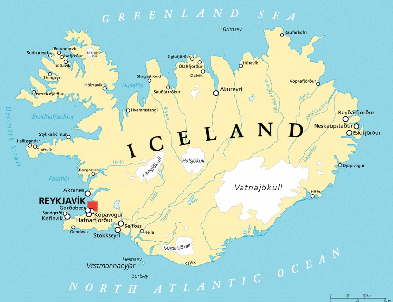 Mapa de Islandia