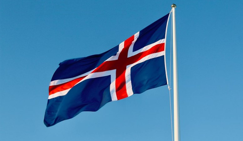 Icelandic Flag Blowing in the Wind