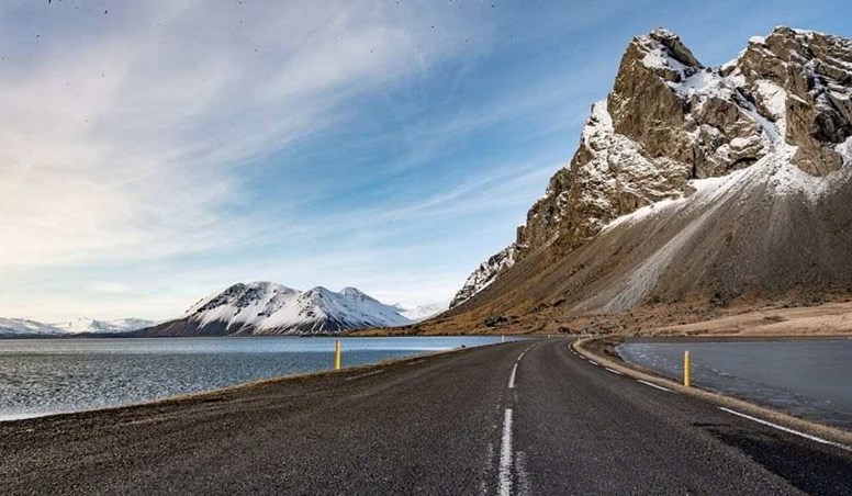 a car driving on iceland's road