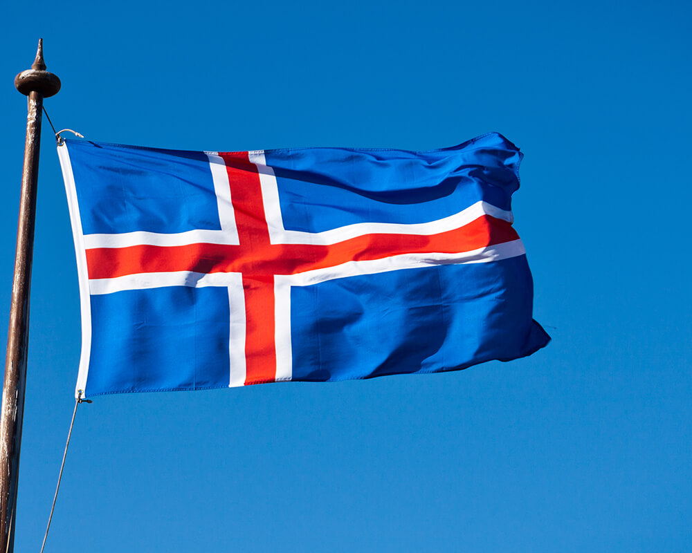 Icelandic Flag Blowing in the Wind