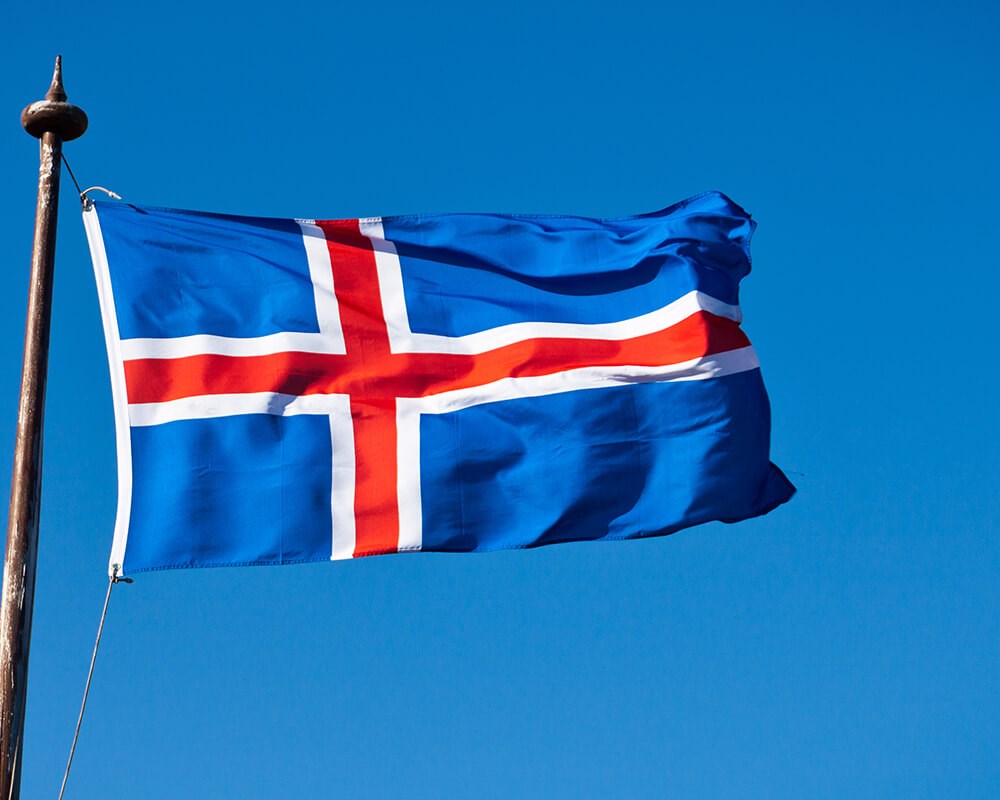 Icelandic Flag Blowing in the Wind