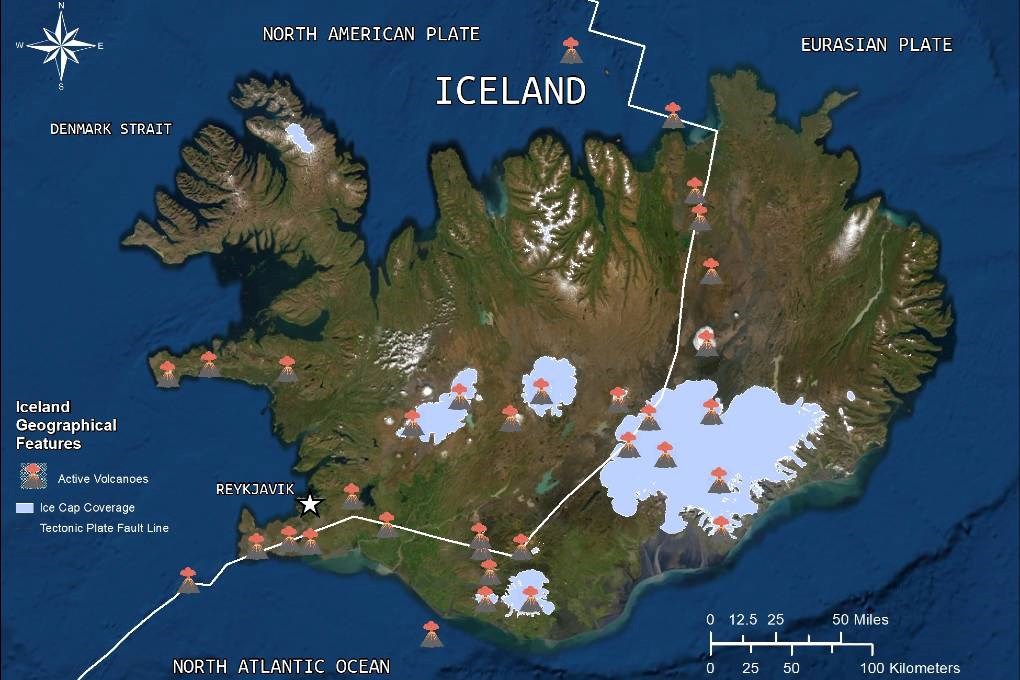 In Geology, Iceland sits on 2 tectonic plates