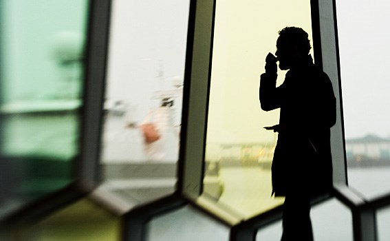 Silhoute of Man Drinking Coffee