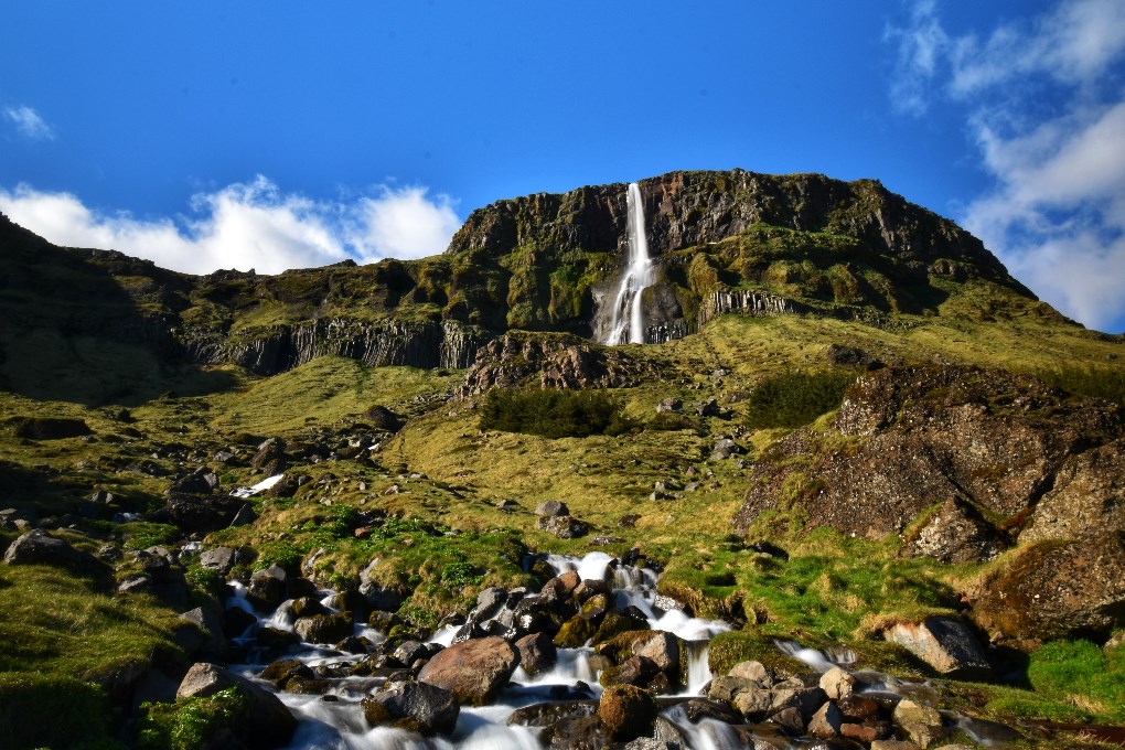 Bjarnafoss is easily accessible in the Snaefellsnes Peninsula