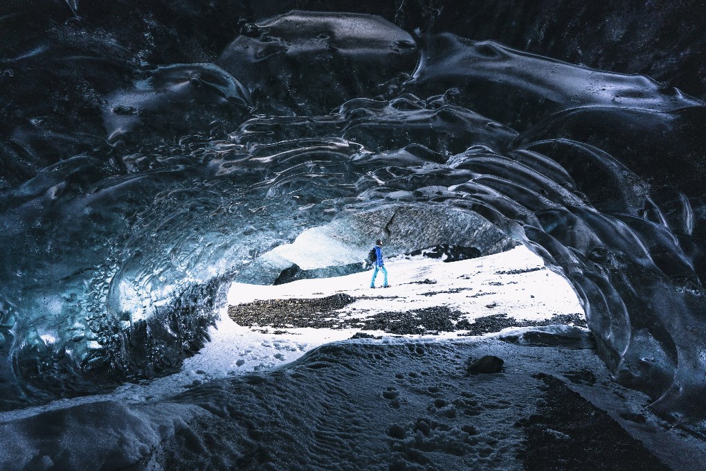 Ice caving in the glaciers is one of the most popular activities in Iceland in winter