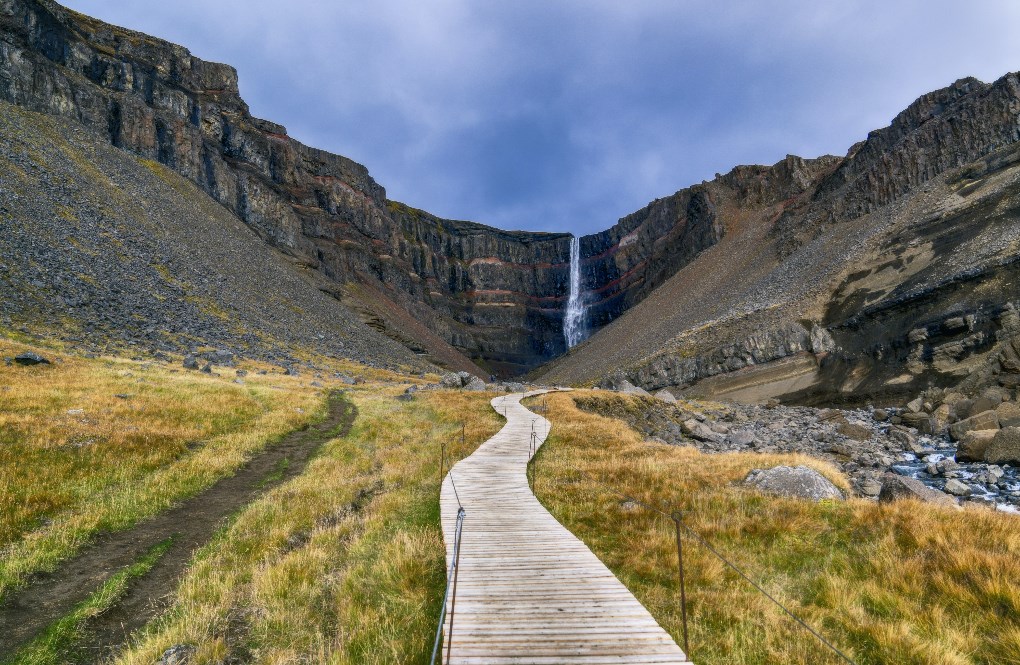 Waterfall in Iceland in a cloudy day