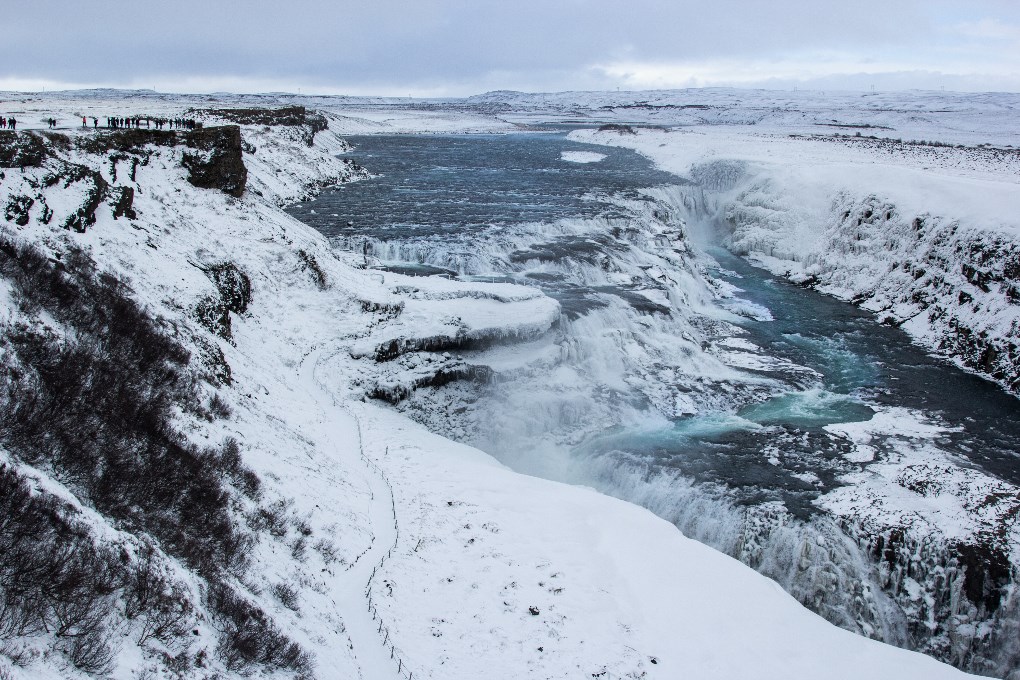 Cascada de Gullfoss en Islandia en invierno