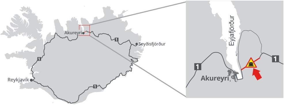 Map of the only road toll in Iceland
