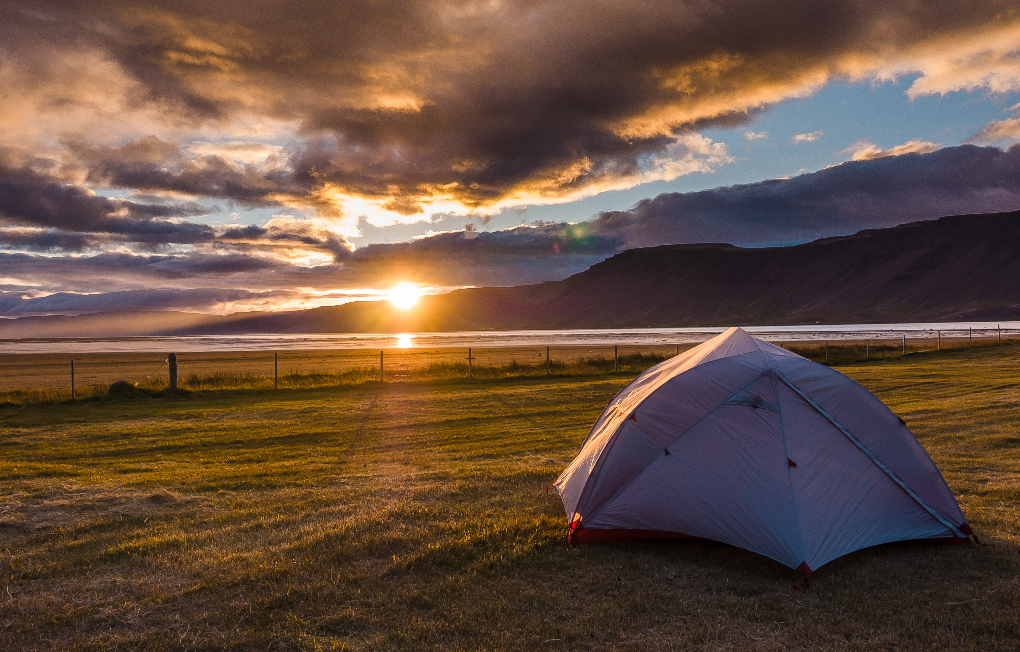 Camping in Iceland in the summer will allow you to enjoy the midnight sun