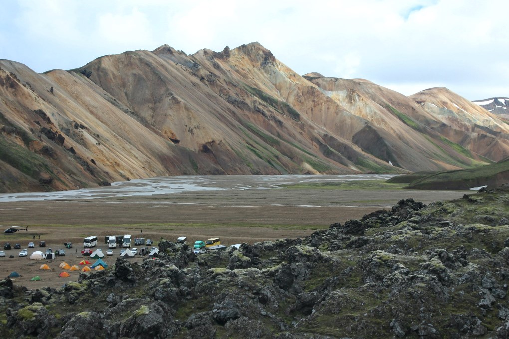 Landmannalaugar camping site in the Icelandic Highlands