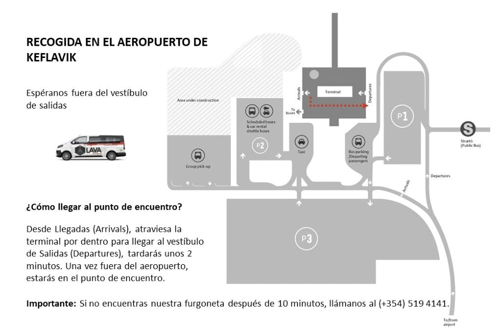 Mapa de la recogida en el aeropuerto con Lava Car Rental