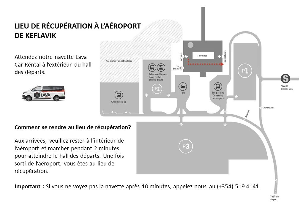 Carte lieu de récupération aéroport avec Lava Car Rental