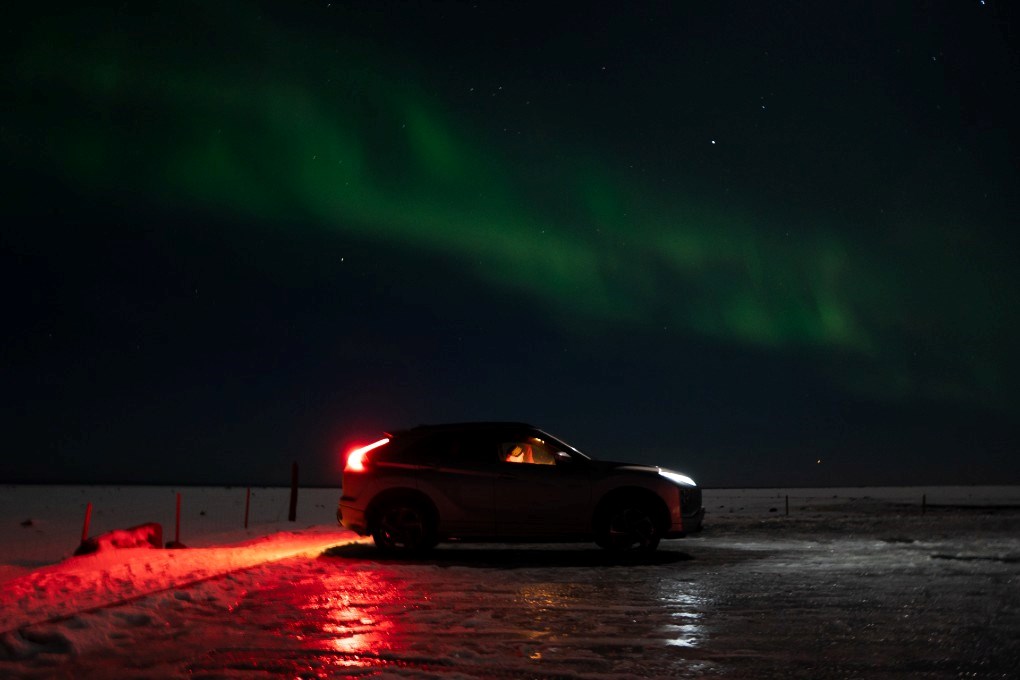 Northern lights above a LAVA Car Rental's campervan Northern lights above a LAVA Car Rental's campervan
