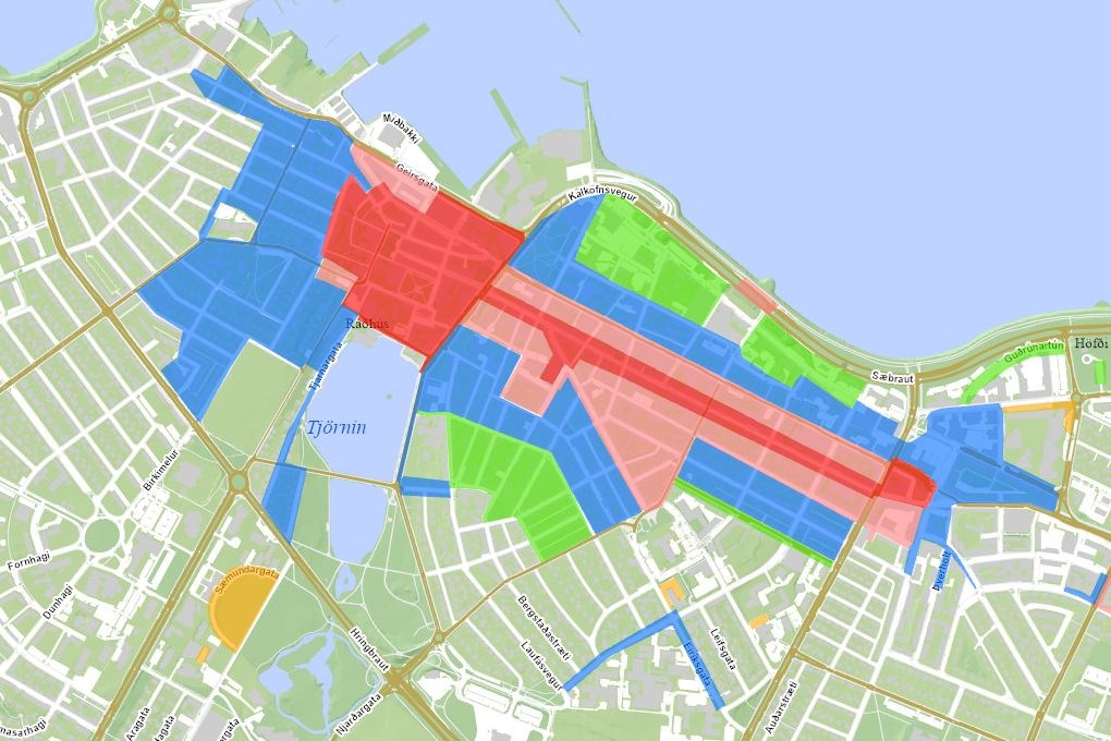 Parking zones in Reykjavik