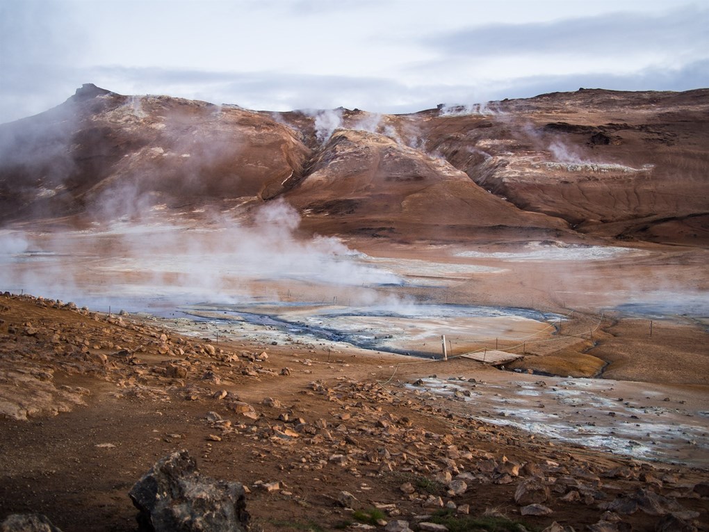 Zona de aguas termales de Myvatn en el norte de Islandia