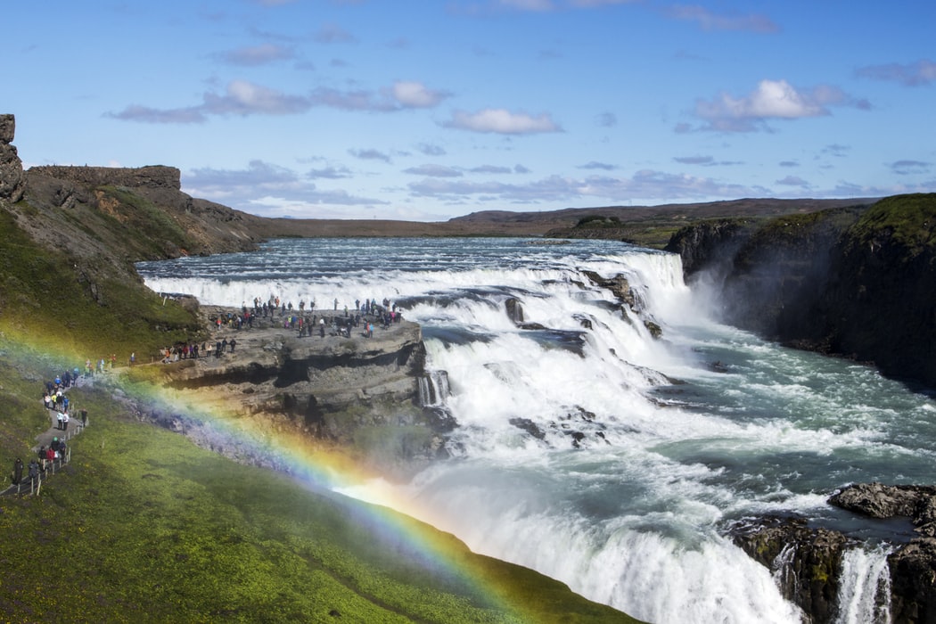 Iceland golden circle attraction- Gullfoss in summertime