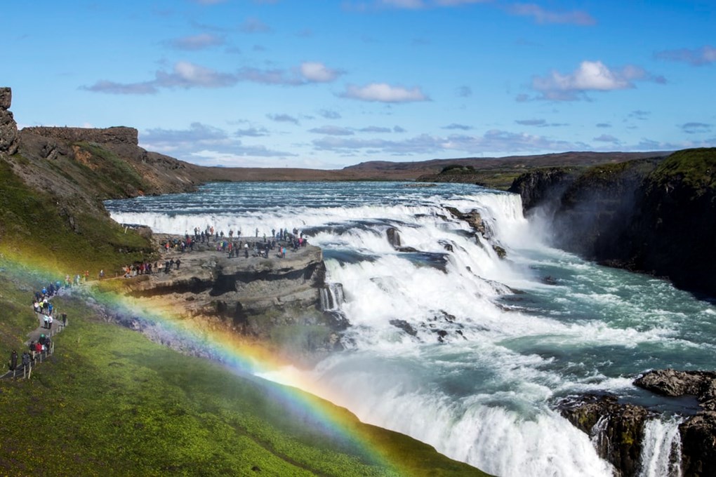 Iceland golden circle attraction- Gullfoss in summertime