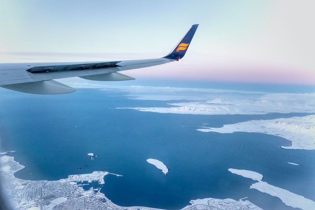 Taking a flight to Iceland during wintertime
