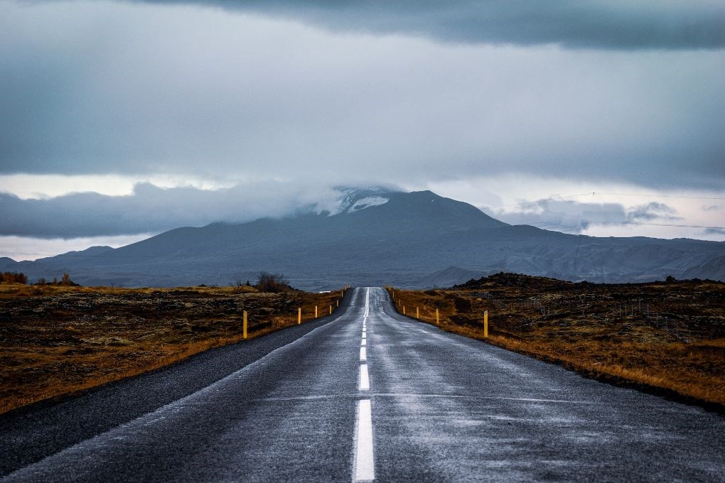 Road in fall in Iceland