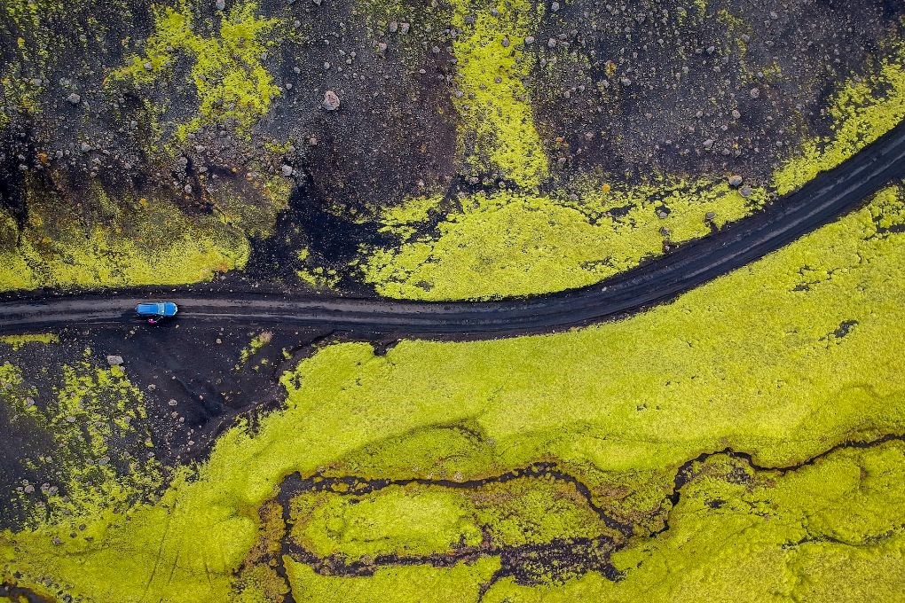 Mountain road in Iceland in summer