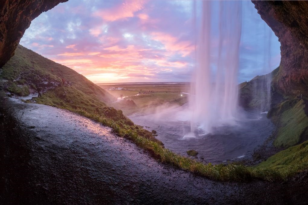 Romantic waterfall in Iceland