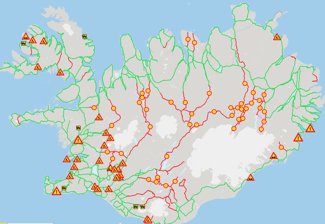road.is ofrece información esencial sobre el estado diario de las carreteras de Islandia