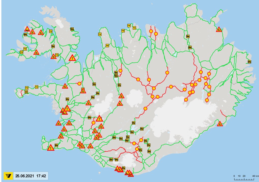 vérifiez l'état instantané des routes islandaises à chaque fois avant de prendre la route