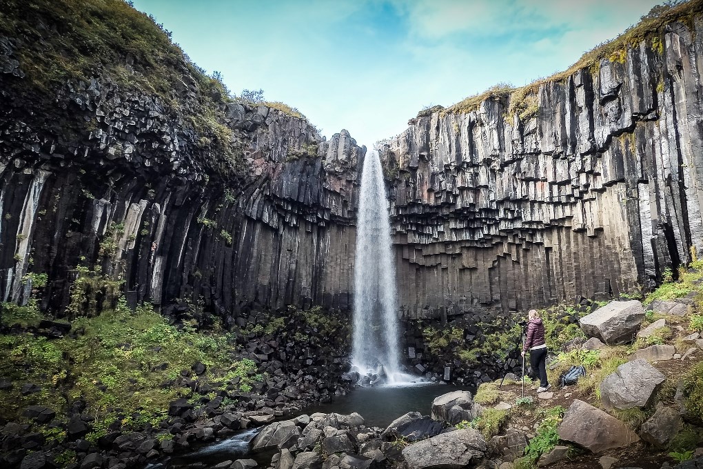 Svartifoss Waterfall is known for the basalt columns that surrounds it