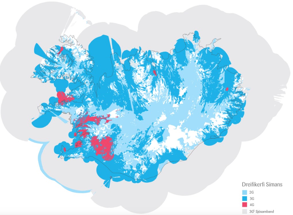 Siminn coverage in Iceland