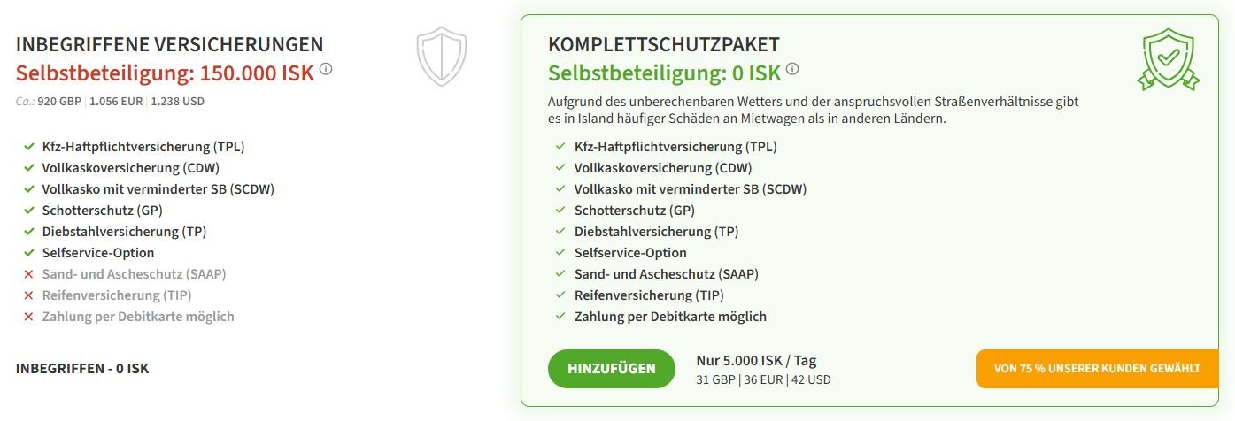 Versicherungen sind bei Lava Car Rental inbegriffen