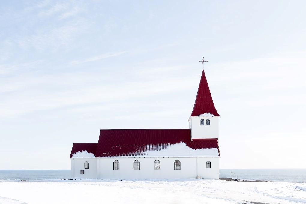 Snowy Vik in winter in Iceland