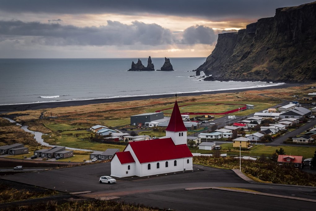 Vík í Mýrdal, one of the famous town on the south coast of Iceland